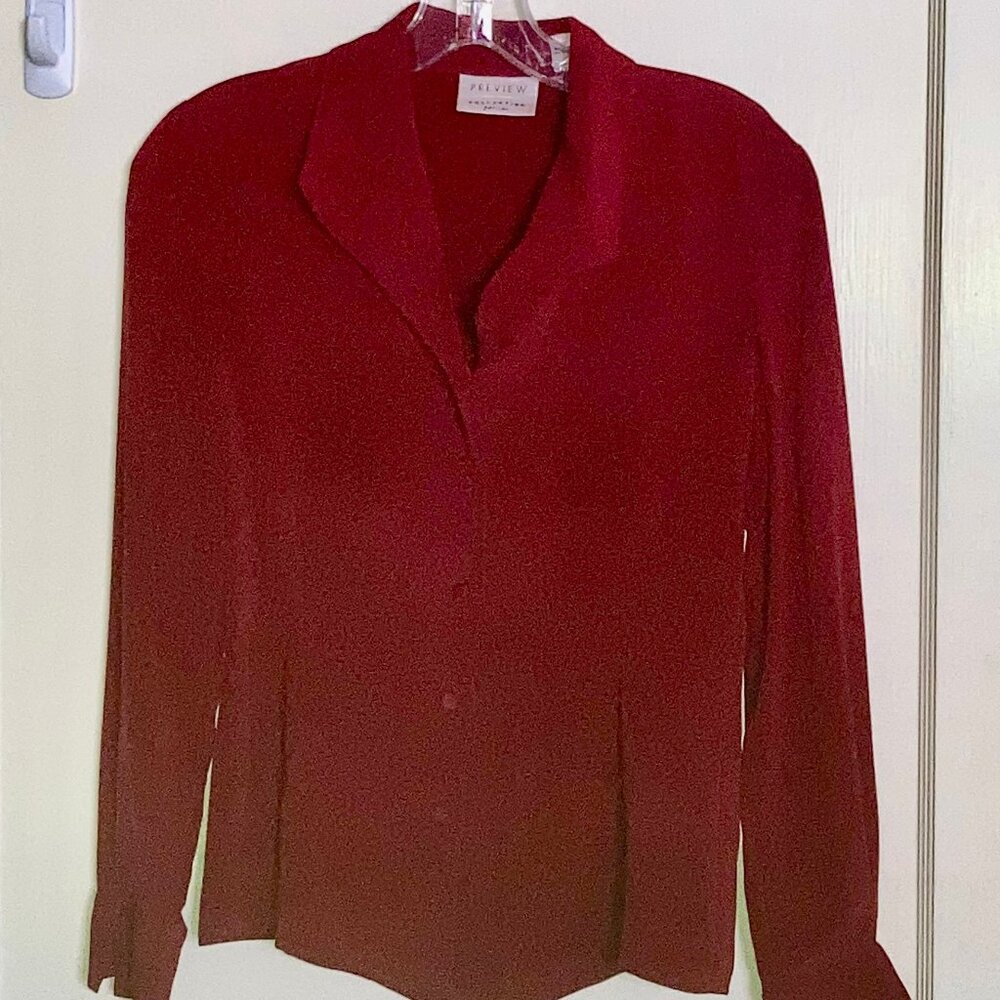 Rich red sueded silk blouse Preview Petite XS
